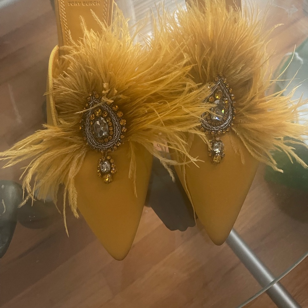 Rare tory burch feather mules